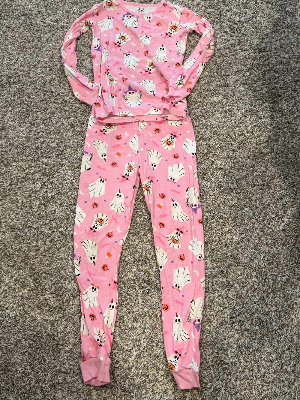 Girls' Pink Ghost & Pumpkin Halloween Pajama Set